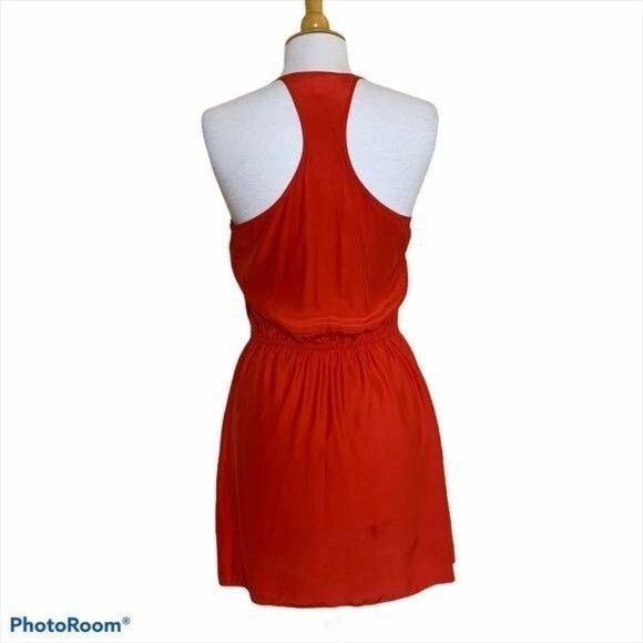 PARKER Red Silk Ruffled Racer Back Mini Dress - Medium - Picture 8 of 11